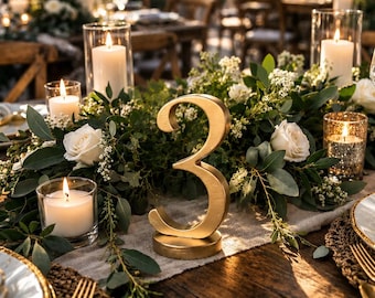 Table Numbers, Wedding Decor, Table Number Wedding, Wooden Table Number, Wedding Table Decor, Wedding Centerpiece, TNF2-120-METALLIC