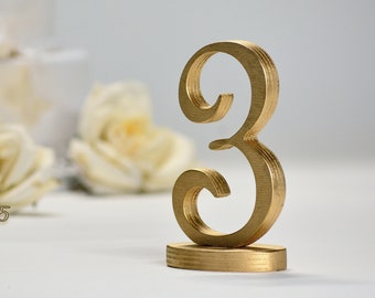 Gold Table Numbers, Gold Table Number for Weddings,Table Number, Wedding Table Decor, Wedding Reception Table, TNF1-115-FULL-COLORS