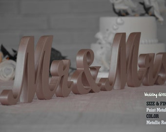 Metallic MR & MRS Rose Gold, Rose Gold Wedding Decorations, Rose Gold Sign, Rose Gold Centerpieces, Rose Gold