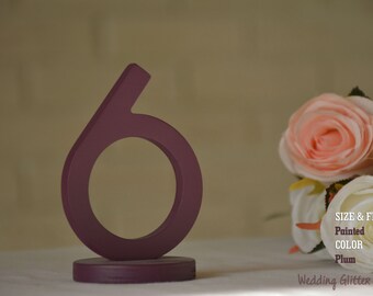 15 table numbers, plum table number, plum centerpiece, Navy Blue table numbers, champagne table numbers