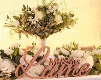 Custom Mr & Mrs Family Name Sign For Your Sweetheart Table – Personalized Wedding Sweetheart Table Decor with Family Name