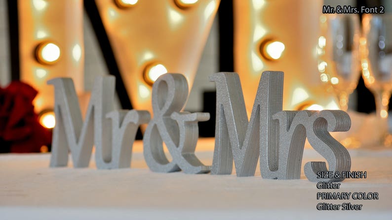 Mr and Mrs Sign Glitter Mr and Mrs Wall Decorations Silver | Etsy