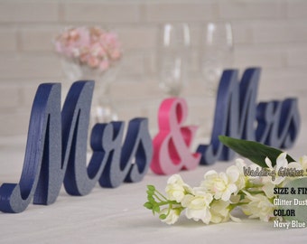 Mrs & Mrs,  Sweet Heart Table Sign Mrs and Mrs, Mrs and Dr sign, Sweetheart table, Bridal Decoration, EXPRESS SHIPPING- 2-4 business days