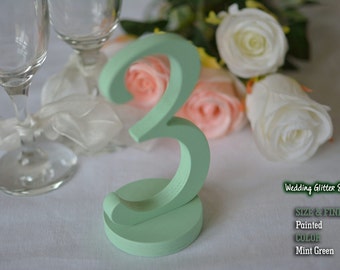 Black Table Numbers, Glitter Wooden Table Numbers, Wedding Decorations, Mint Green Wedding, Set of 1-25