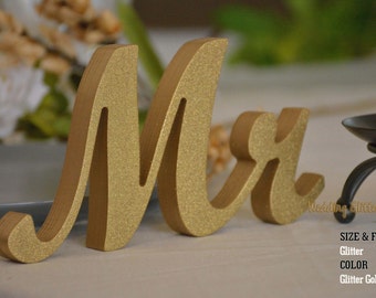 Mr & Mrs Sign, Mr Mrs Gold Glitter, Silver Glitter, Wall Decor and Mr and Mrs Table Sign