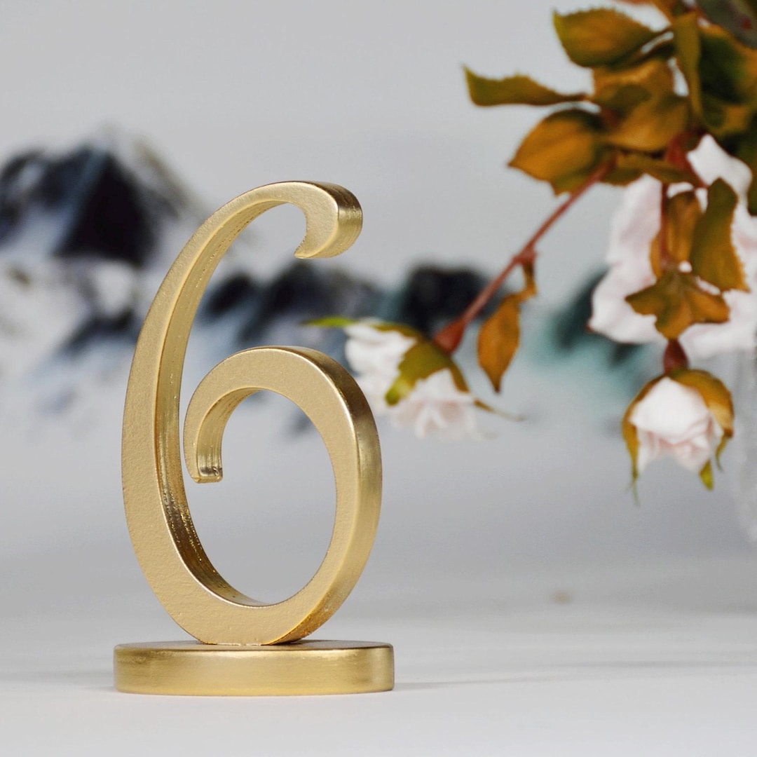 Elegant Gold & Silver Wedding Table Numbers – Freestanding Wooden ...