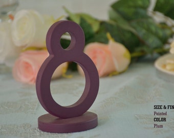 Plum Wedding Table Numbers, SET 1/25, Elegant Wedding Table Numbers, Gold Table Numbers, Silver Table Numbers