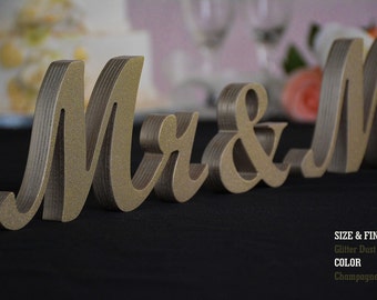 Glitter Dust Champagne Mr & Mrs wooden sign Sweetheart table Wedding Mr and Mrs Wood Wedding Decoration,Glitter,Glitter Mr and Mrs