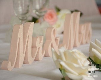 Silver Glitter Mr & Mrs Wedding Signs, Mr and Mrs Wood Wedding Decoration