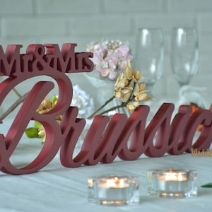 Letrero de boda personalizado, letrero con nombre de familia, apellido de Sr. y Sra., letras de madera personalizadas independientes de Sr. y Sra.