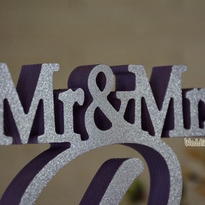 Custom Made Mr & Mrs Family Name Sign For Your Sweetheart Table. Available DIY, Painted, Glittered. Unique One Piece Wooden Sign. image 1