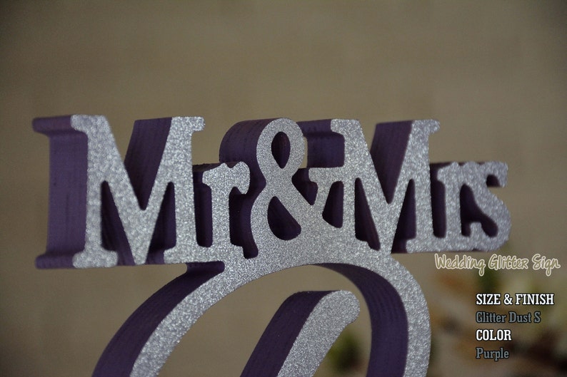 Custom Made Mr & Mrs Family Name Sign For Your Sweetheart Table. Available DIY, Painted, Glittered. Unique One Piece Wooden Sign. image 1