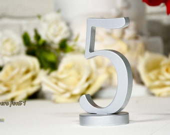 Table Numbers for Wedding, Silver and Gold Centerpiece, TNF1-120-FULL-COLORS