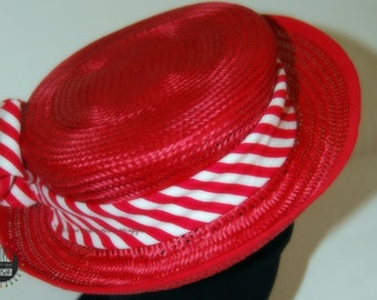 Wedding red buntal hat, Racing hat wedding guest