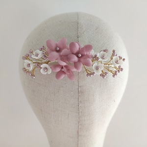 Bridal headpiece, Bridal hair comb. Blush pink pearl beads comb, Pearl wedding hair comb, Pearl floral wedding, Wedding hair accesories
