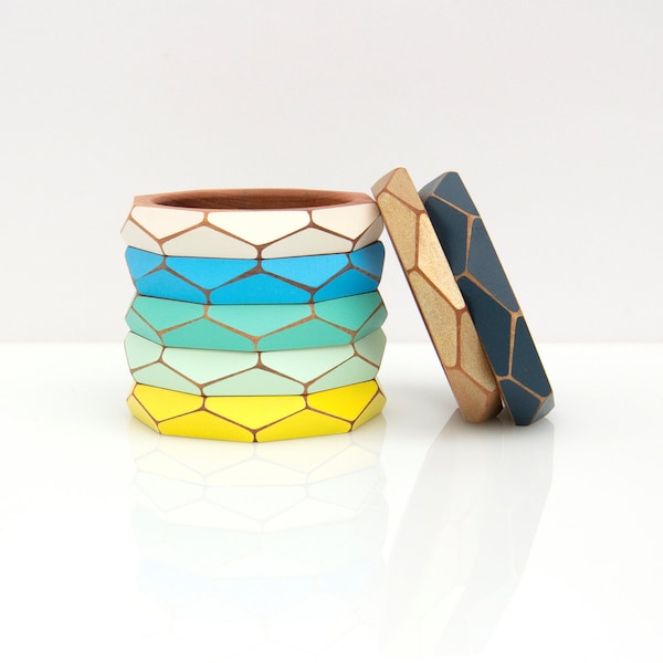 Geometric Wooden Bangle Small
