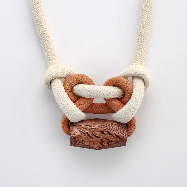 Knotted Rope + Rewarewa Necklace — Terracotta