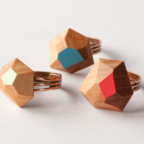 Faceted Wooden Ring