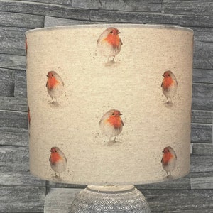 Robin Lampshade or ceiling shade, Handmade Drum Lampshade, Bird Lampshade, For Table Lamp and Lampstand