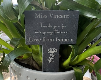 SLATE PLANT GIFT Tag for plants - Personalised Pot Plant Label - Laser Engraved Garden Plant Marker