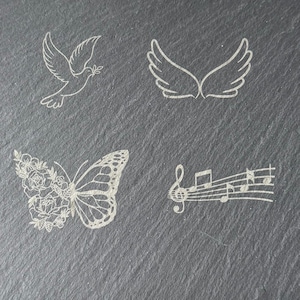 New pictures available to add to your plaque - Dove, angel wings, butterfly and musical notes