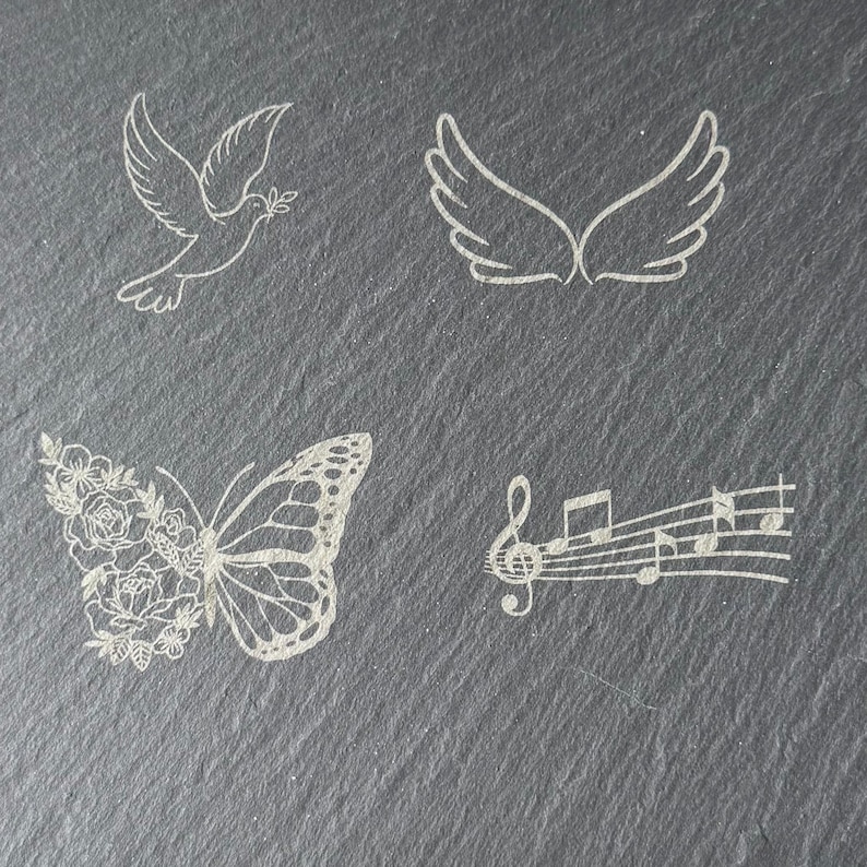 New pictures available to add to your plaque - Dove, angel wings, butterfly and musical notes