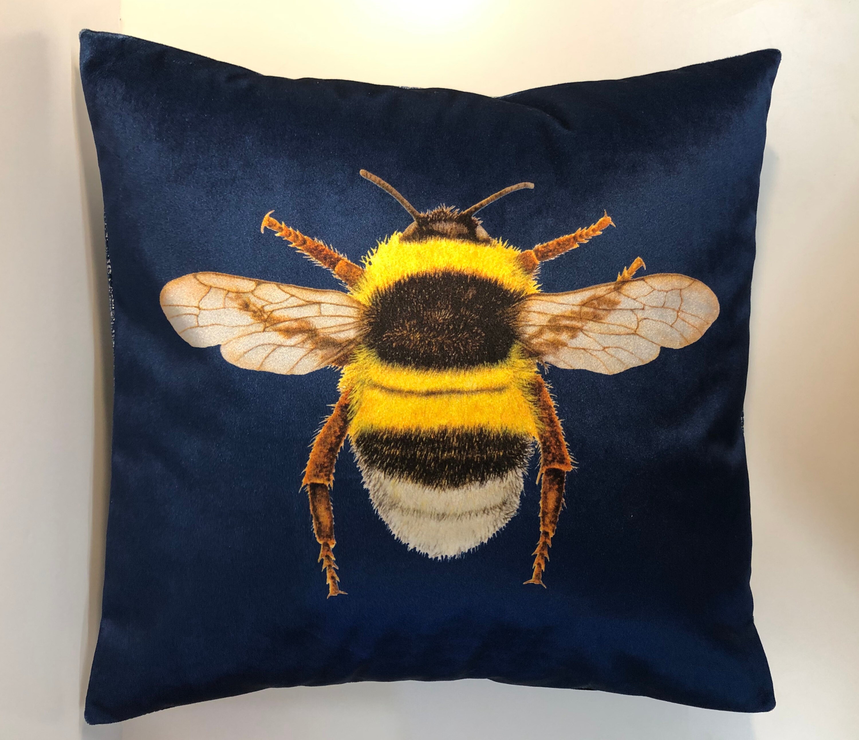 Bee Cushion Navy Blue Velvet Zipped Etsy