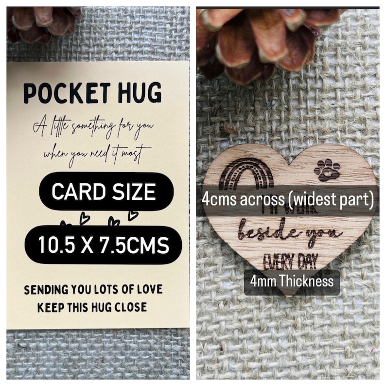 card size 10.5 by 7.5cms 
pocket hug size 4cms across widest part - 4mm thick