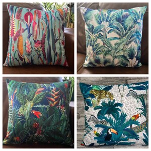 BOTANICALS CUSHION COVER - Tropical Birds and Animals and Plants - Luxury Cushion - 4 Designs