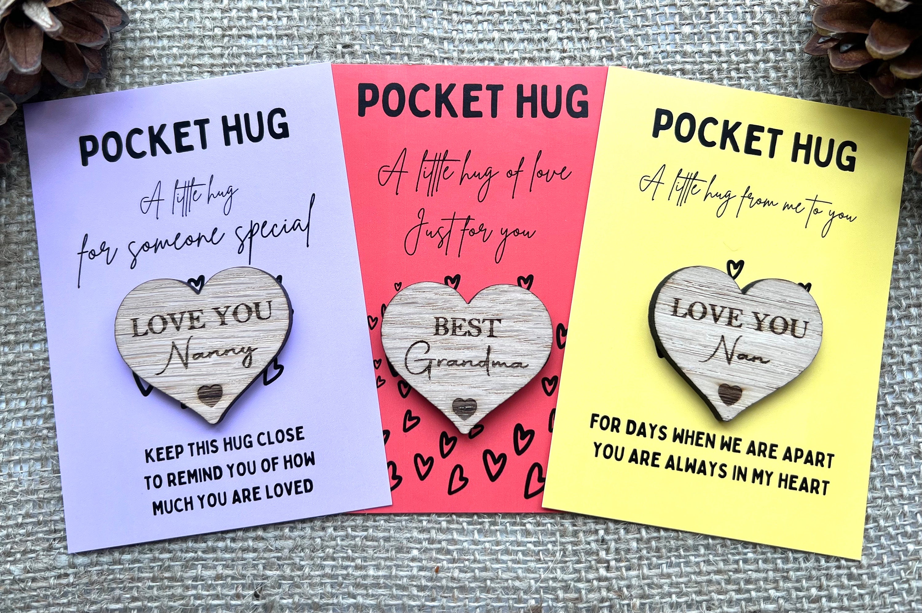 NAN POCKET HUG Heart Shaped Nanny Gift Oak 4cm Etsy UK