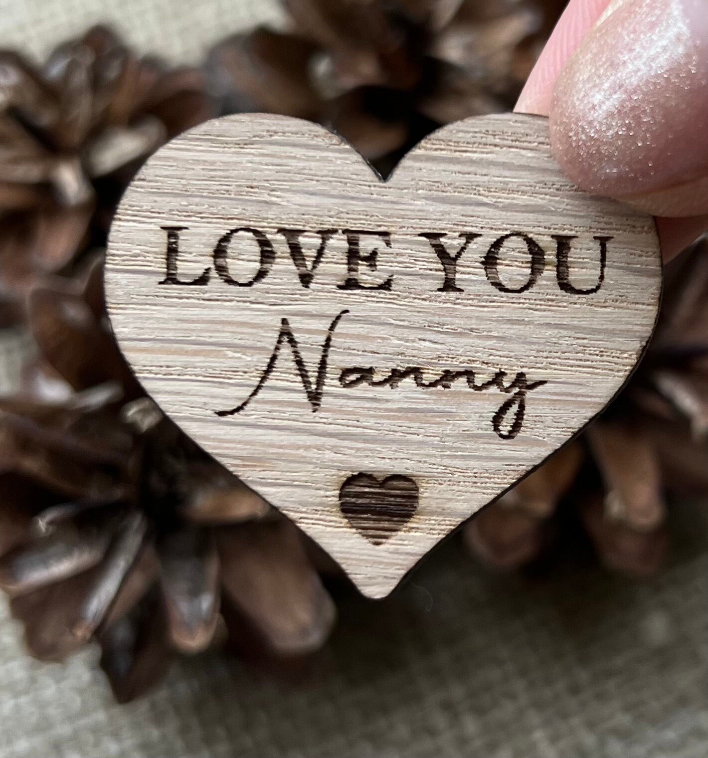 NAN POCKET HUG Heart Shaped Nanny Gift Oak 4cm Etsy UK