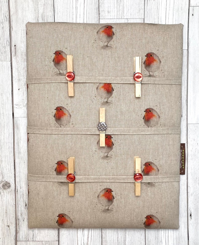 Fabric Notice Board with Pegs Robin Organiser Memo Padded Etsy