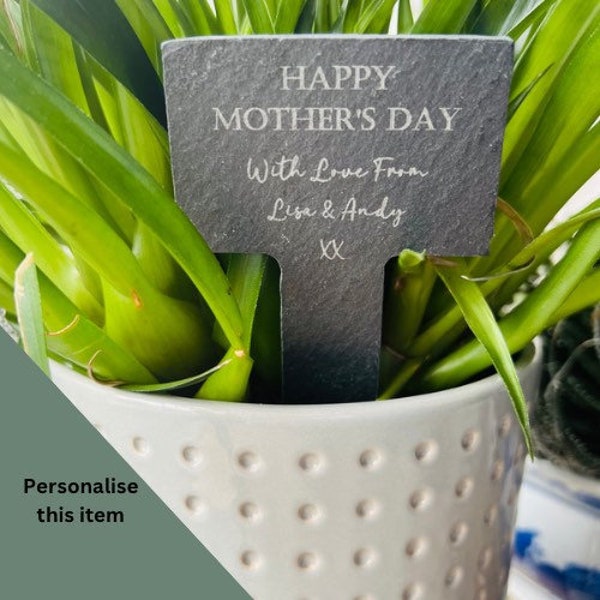 SLATE GIFT TAG for plants and flowers - Personalised Gift Tag - Plant Marker - Plant Pot Label - Laser Engraved - Mother's Day - Birthday