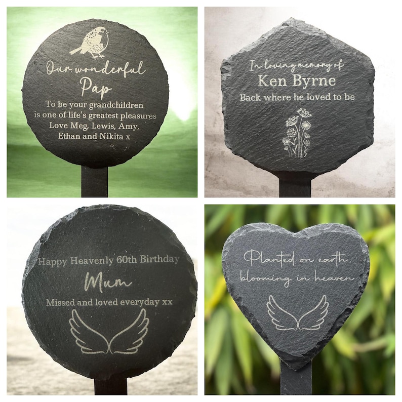 Examples of different shapes and text layout on the slates