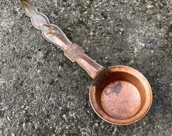 Hammered solid copper ladle large serving spoon antique handmade hand made forged patina home decor boho bohemian travel vibes Himalayan