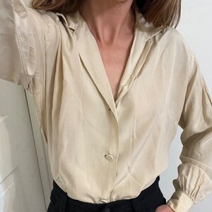 1940s Saks 5th Ave Silk Blouse Shirt Top 40s Camp Collar 50s 1950s