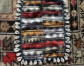 Antique India tribal embroidery old worn patina mashru masru cloth geometric Banjara cowrie shells ceremonial textile art ethnic Indian