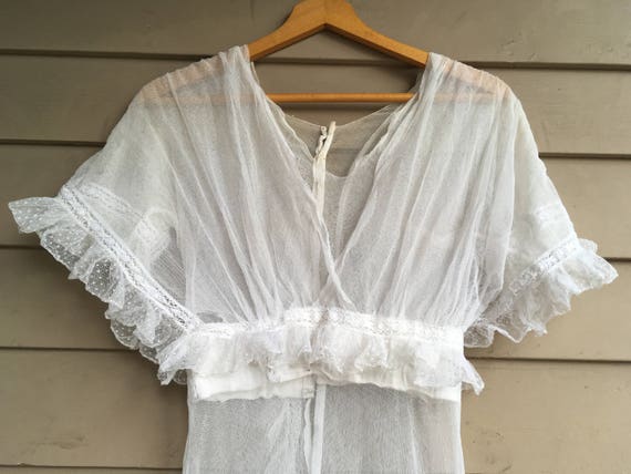 Antique Edwardian maxi dress sheer cotton gauze n… - image 7