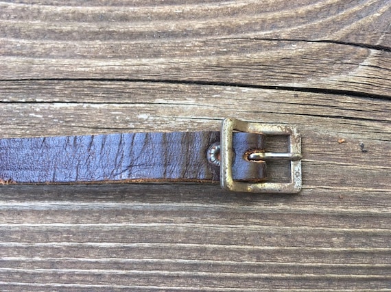 1970s skinny belt leather distressed brown S M size small to | Etsy