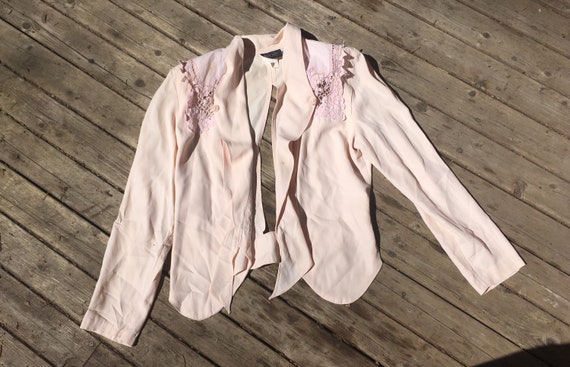 SALE 90s rayon blazer blush pink cropped crop jac… - image 3