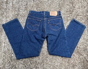 33x32 Levis 501 jeans 33 32 34 Levi's 501s dark indigo rinse blue jeans made in USA button fly straight leg pants rigid denim 100 cotton M L