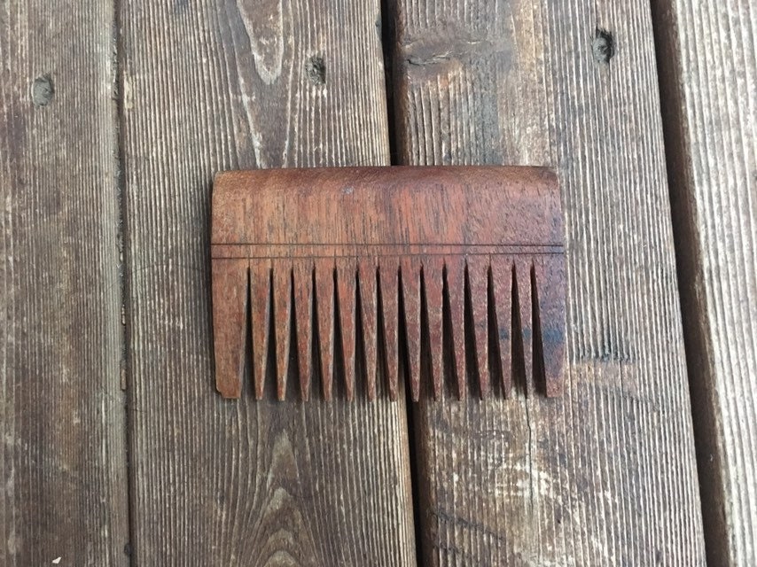 Hand Carved Wooden Comb Wide Tooth Indian Made in India Adivasi