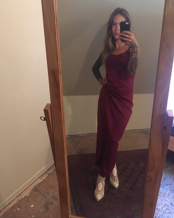 Sale 90s Slip Dress Wine Burgundy 1990s Stretch Stretchy Grunge XS S M  Extra Small Medium Made in USA Bodycon Made in USA Knit Tank Maxi - Etsy