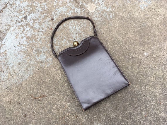 SALE 1960s leather purse mod structured small lea… - image 1