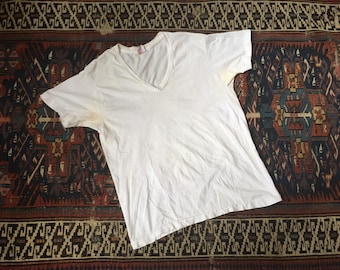 Single stitch shirt BVD plain white t shirt tee 100 cotton undershirt blank short sleeve distressed thin soft well worn S M L workwear style