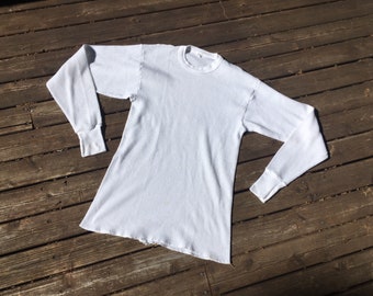 1970s thermal shirt M L size medium to large white 70s long sleeve sleeves rocker rock n roll biker long underwear t shirt tee undershirt XL