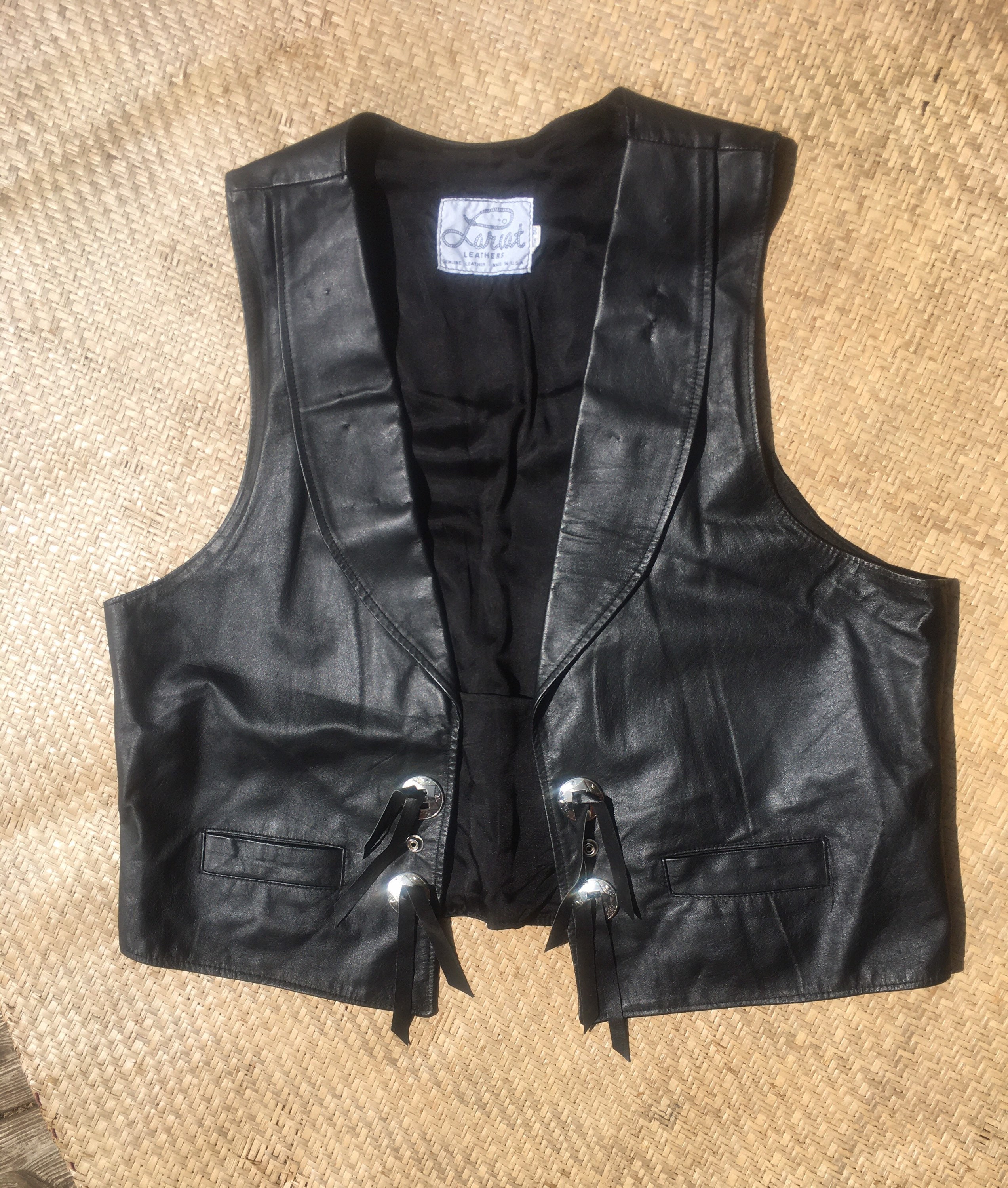 Leather concho vest L XL biker rocker rock n roll xxl 2xl | Etsy