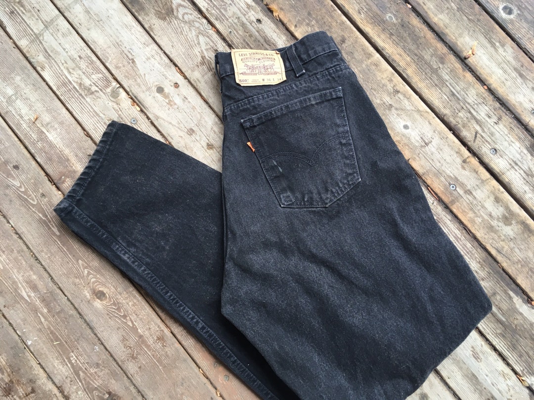 34 Baggy High Waist Levis Jet Black Made in USA L XL Extra Large 100 ...