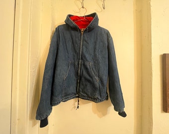 Sale Carhartt made in USA denim jacket hoodie hood active 80s 90s 1980s 1990s boxy oversized Asap xs s m l extra small medium large faded