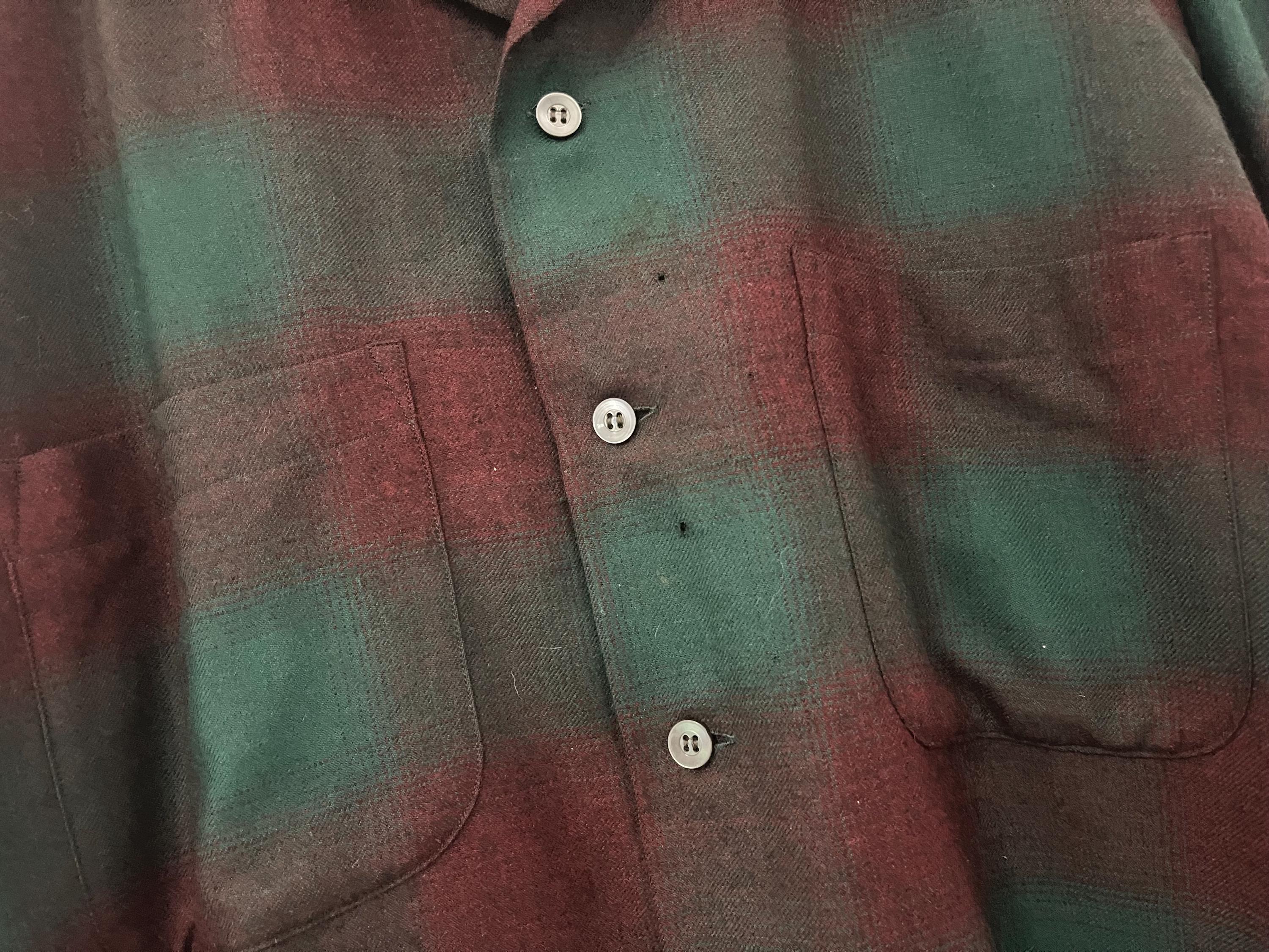 1930s Rayon Wool Shirt Plaid Straight Hem 30s 40s 50s 1940s 1950s 